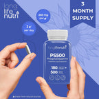 Phosphatidylserine Pure 500mg – 180 Cápsulas Vegetales, 3 Meses de Suministro