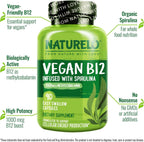 NATURELO Vitamina B12 Vegana - Metilcobalamina 1000 mcg con Espirulina Orgánica - 90 Cápsulas (Pack de 2)