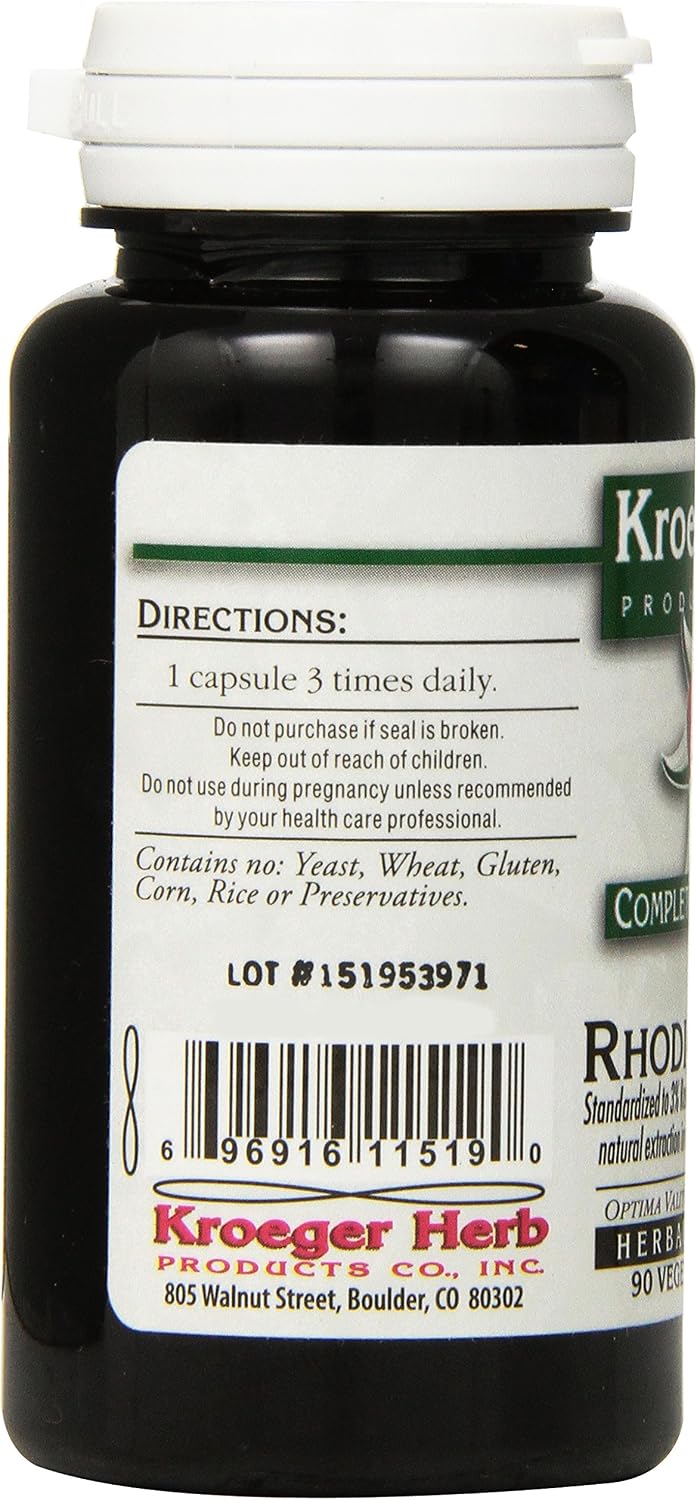 Kroeger Herb Rhodiola Rosea en Cápsulas Vegetales, 90 unidades