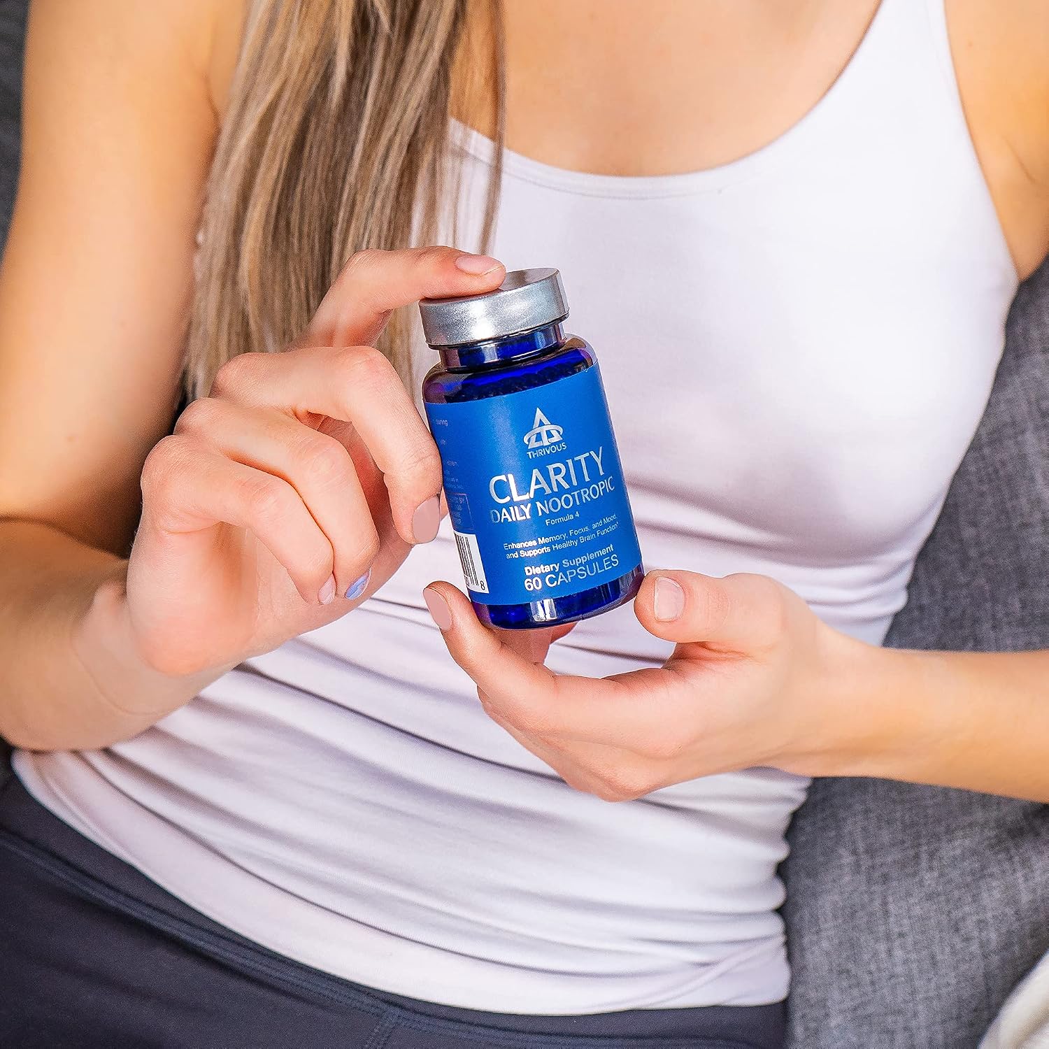Thrivous Clarity Daily Nootropic – Fórmula Cognitiva y de Ánimo con Bacopa (Synapsa®), L-Theanina, Rhodiola Rosea, Complejo B y Zinc Picolinato – 60 Cápsulas Veganas