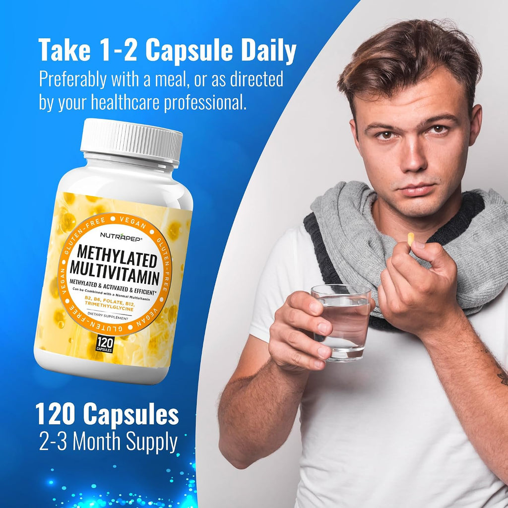 NutraPep Multivitamínico Metilado para Hombres y Mujeres - 5-MTHF, Riboflavina, B6, B12, Trimetilglicina