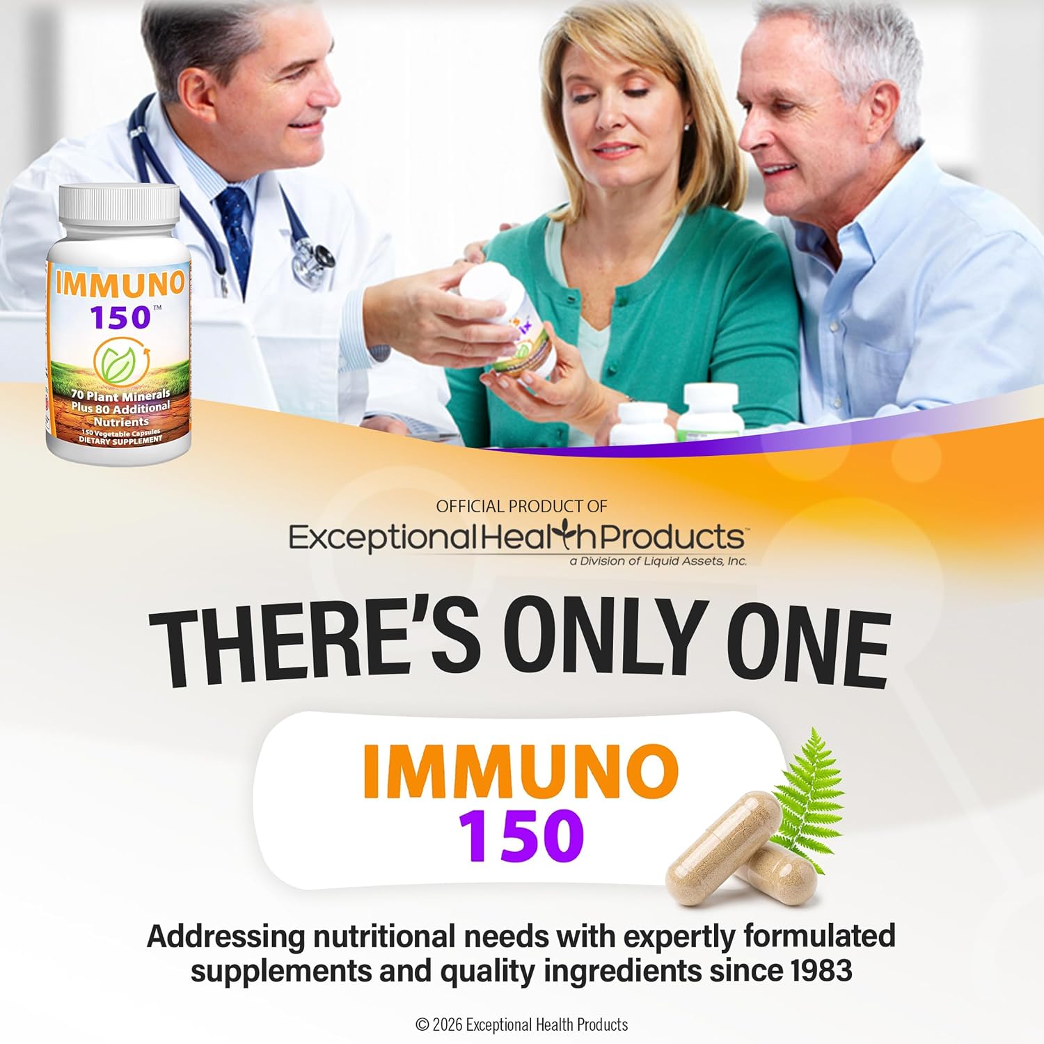 Immuno 150 - Complemento Alimenticio con 70 Minerales Vegetales y 13 Vitaminas Esenciales - 150 Cápsulas Vegetales