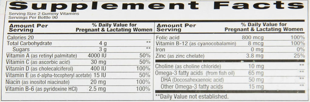 Vitafusion Gominolas Prenatales con DHA y Ácido Fólico, 180 unidades