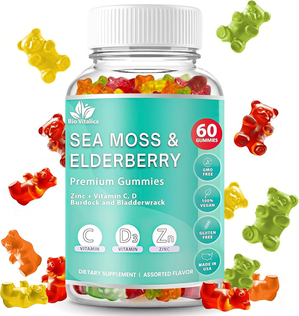 Gominolas de Musgo de Mar y Saúco con Vitaminas C, D y Zinc – 60 uds