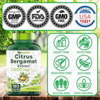 Citrus Bergamot 2000 mg - 180 Cápsulas | Suplemento de Bergamota Cítrica