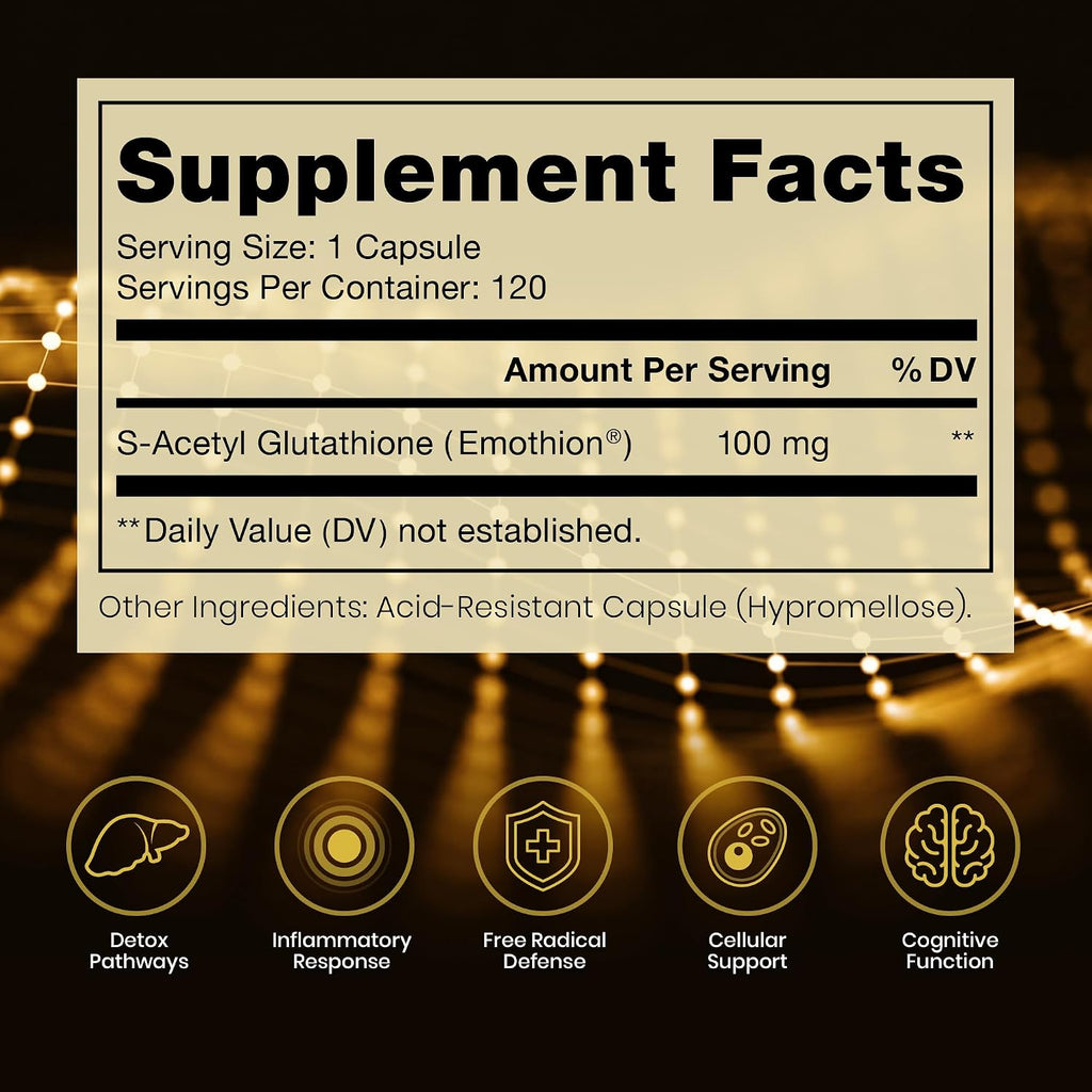 Pure Therapro Rx S-Acetil Glutation Gold - 120 Cápsulas (100mg)