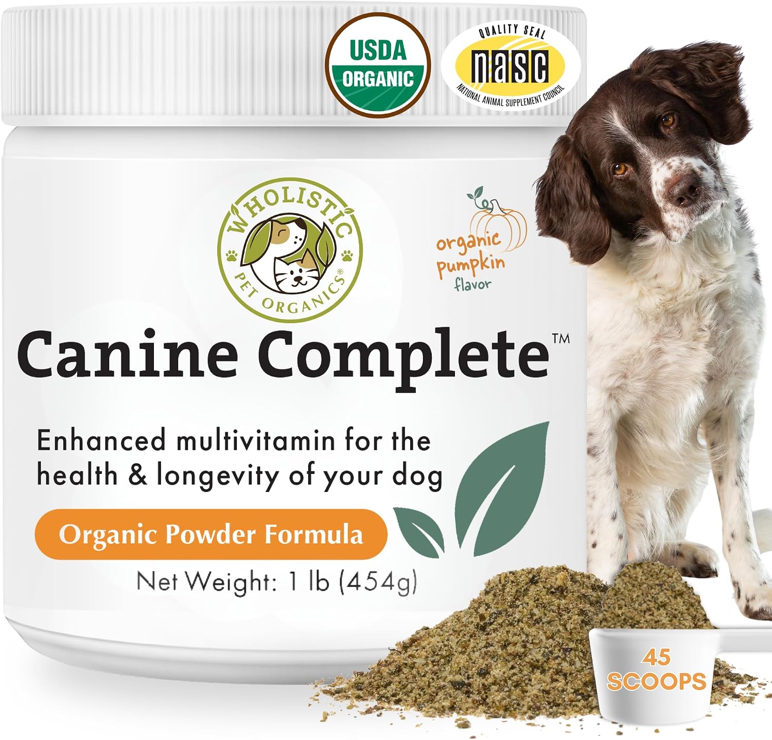 Canine Complete - Multivitamínico en polvo para perros - 454 g (1 libra) - Suplemento vitamínico diario para comida casera - Salud inmunológica, piel, pelaje y bienestar general - Todas las razas - 45 dosis