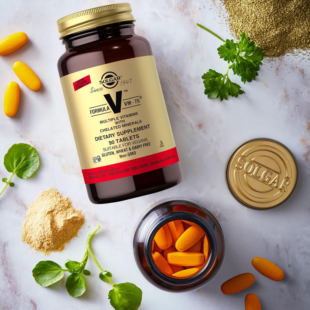 Solgar Formula VM-75, 90 Comprimidos - Multivitamínico con Minerales Quelados - Vitaminas A, B6, B12, C, D, E - Biotina, Magnesio, Calcio, Hierro, Zinc - Vegano, Sin Gluten, Sin Lácteos, Kosher