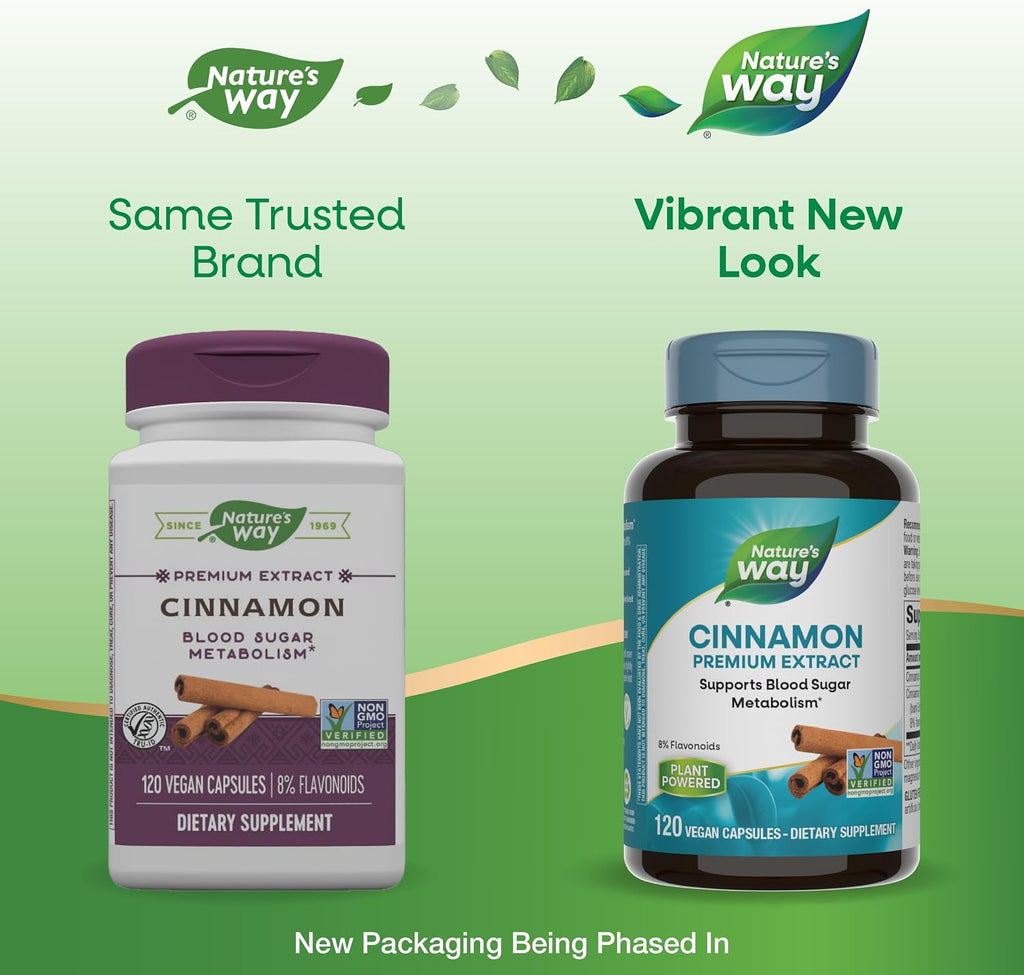 Nature's Way Extracto de Canela Premium, Estandarizado al 8% de Flavonoides, 240 Cápsulas Veganas