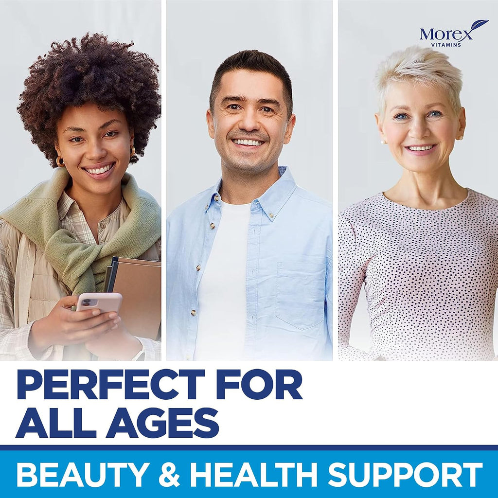MOREX VITAMINS Biotina, Colágeno, Queratina y Ácido Hialurónico - 25.000 mcg - 60 Cápsulas