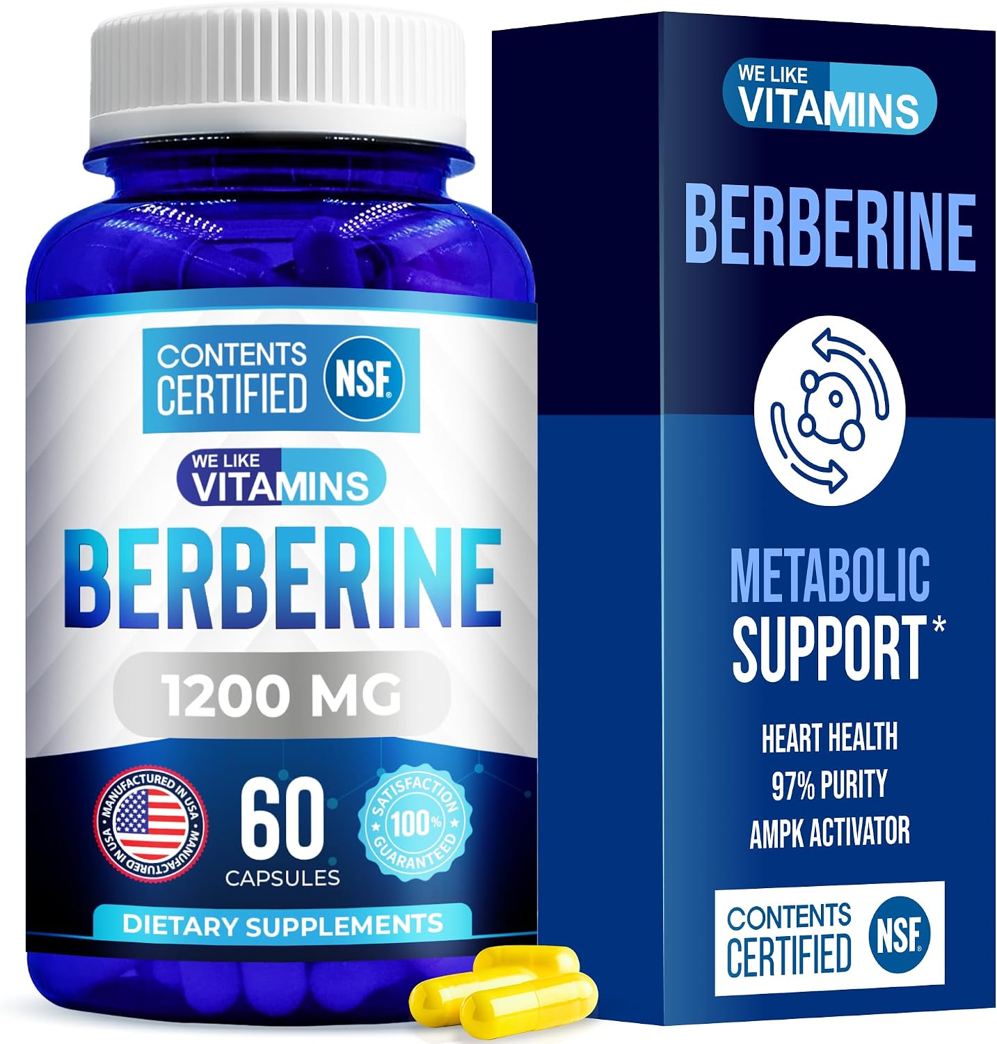 Berberine HCL 1200mg, 60 Cápsulas Vegetarianas - Certificado NSF - WeLikeVitamins
