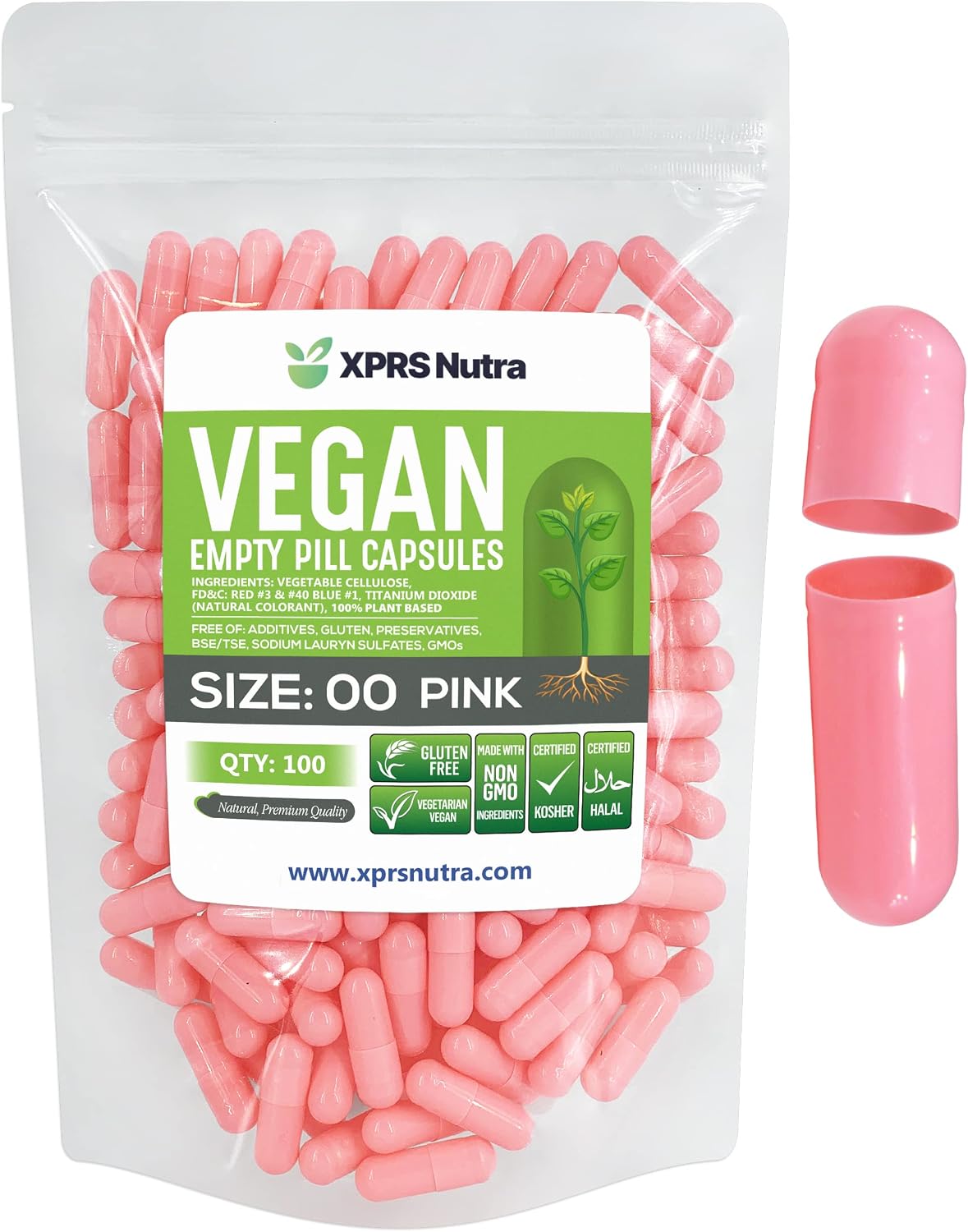 XPRS Nutra Cápsulas Vacías Veganas Tamaño 00 - 500 Unidades - Cápsulas Vegetales para Rellenar