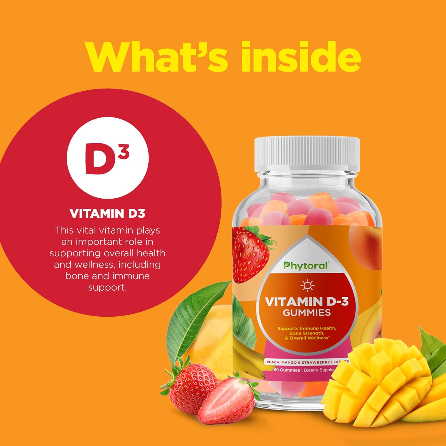 Phytoral Gominolas de Vitamina D3 2000 UI para Adultos - 60 Gomitas