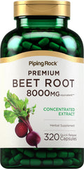 Piping Rock Cápsulas de Remolacha en Polvo | 320 Comprimidos | Extracto de Remolacha (Beta Vulgaris) | No OGM, Sin Gluten