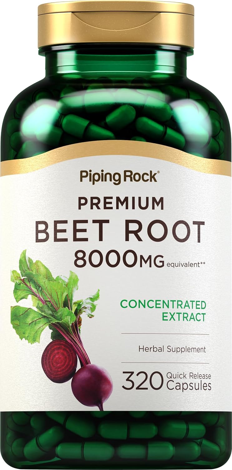 Piping Rock Cápsulas de Remolacha en Polvo | 320 Comprimidos | Extracto de Remolacha (Beta Vulgaris) | No OGM, Sin Gluten