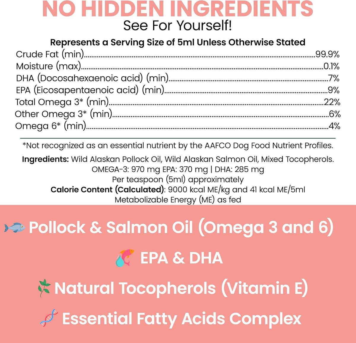 Aceite de Salmón Salvaje de Alaska para Perros - 473 ml - Omega 3, EPA, DHA, Vitamina D - görsel 2