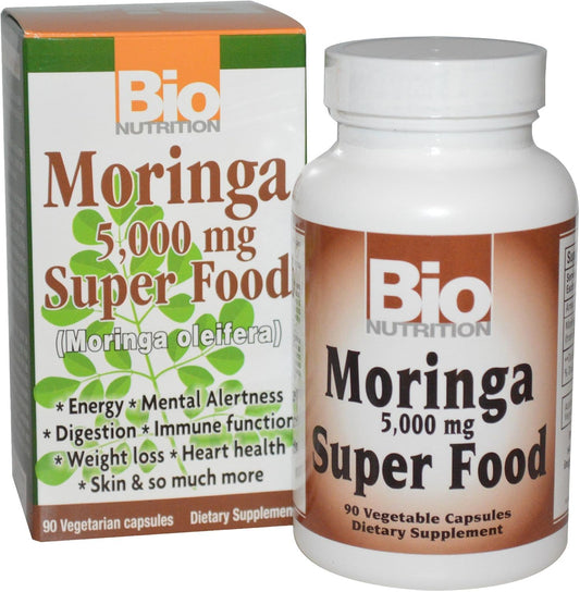 Bio Nutrition Moringa Oleifera Suplemento Superalimento 5000mg 90 Cápsulas Vegetales