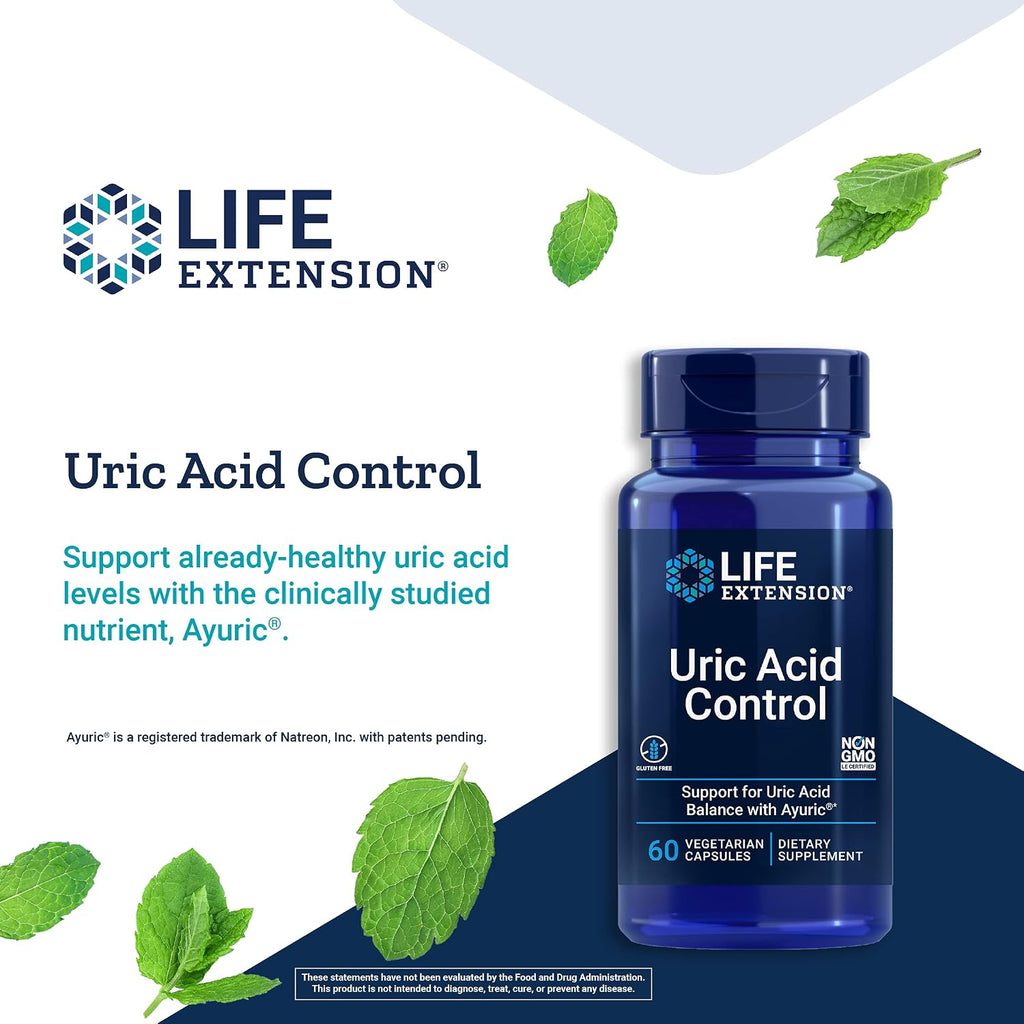 Life Extension Control de Ácido Úrico, 60 Cápsulas Vegetales