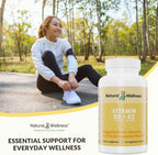 Natural Wellness Vitamina D3 + K2 2500 UI y 45 mcg MK-7 – 120 Cápsulas (2 Envases)
