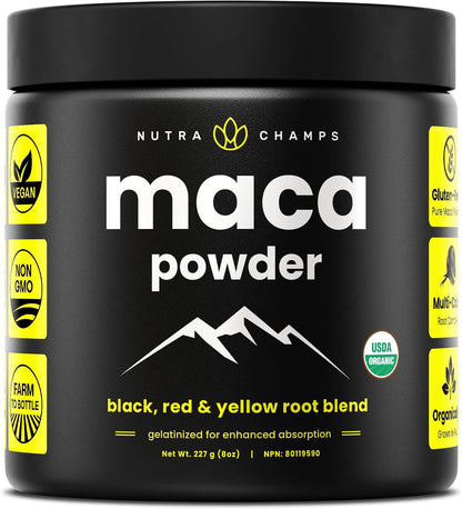 Maca Orgánica en Polvo - Mezcla Peruana de Raíces Amarillas, Negras y Rojas - Gelatinizada para Mayor Biodisponibilidad - – Image 1