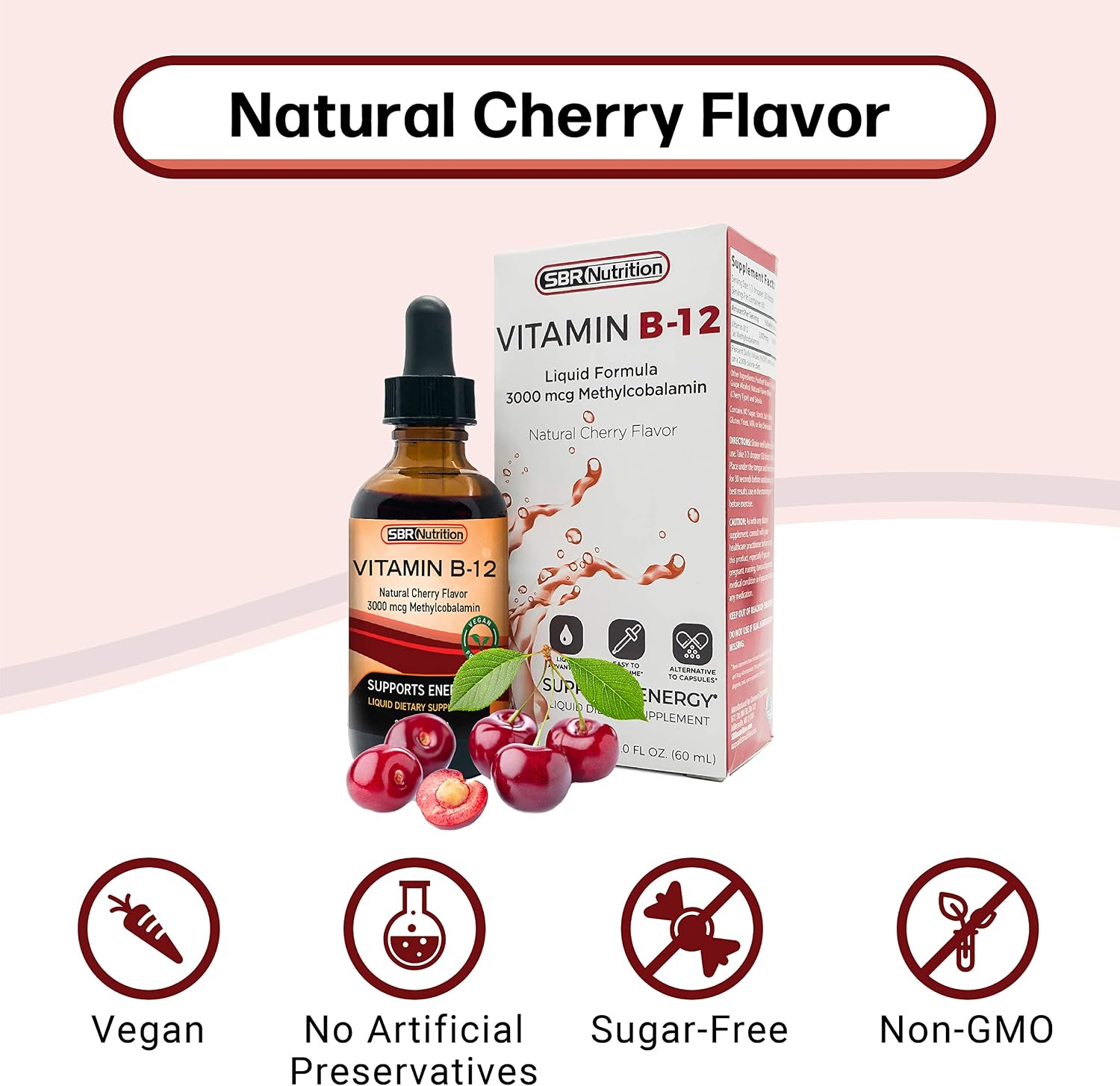 Vitamina B12 Sublingual Gotas Líquidas - Metilcobalamina 3000mcg - 60 Dosis - Vegano