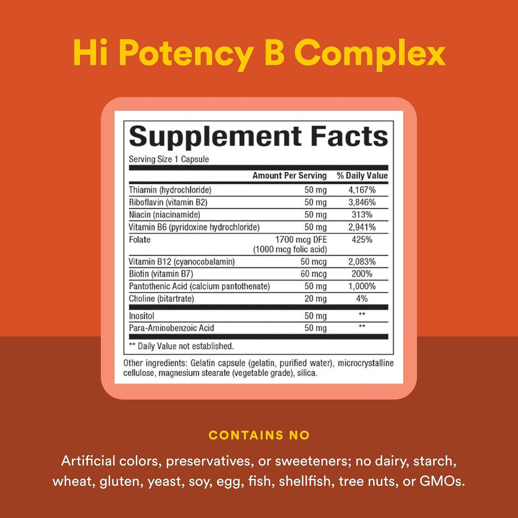 Natural Factors Hi Potency B Complex - Complejo B de Alta Potencia - 90 Cápsulas