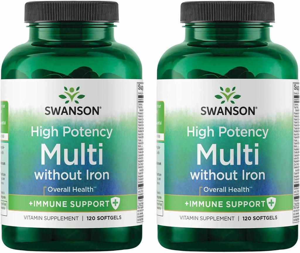 Swanson Multi Sin Hierro Multivitamínico Diario para Adultos - 120 Cápsulas (Pack de 2)