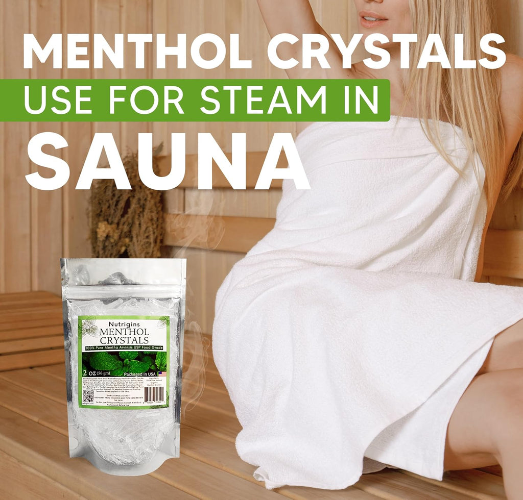 Cristales de Mentol Puro Orgánico 100% Natural - 56g (2 oz) - Nutrigins