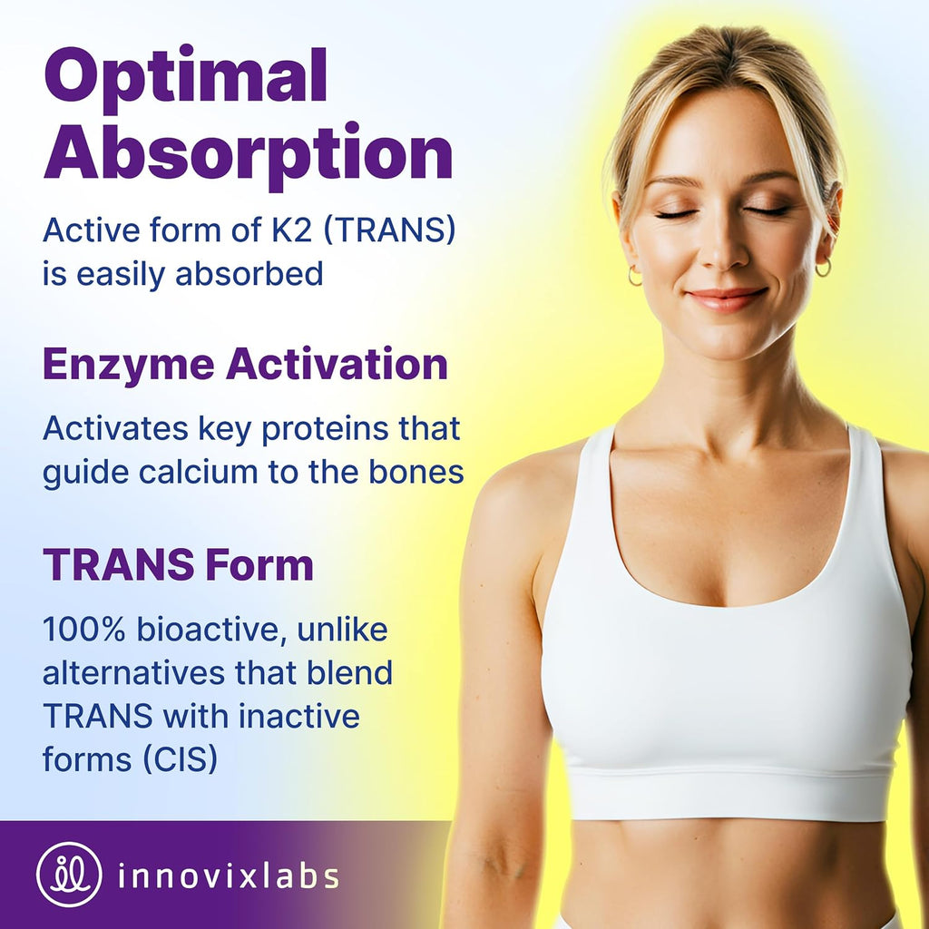 InnovixLabs Vitamina K2 Full Spectrum, 90 Cápsulas Blandas con 600 mcg de MK7 y MK4 Trans