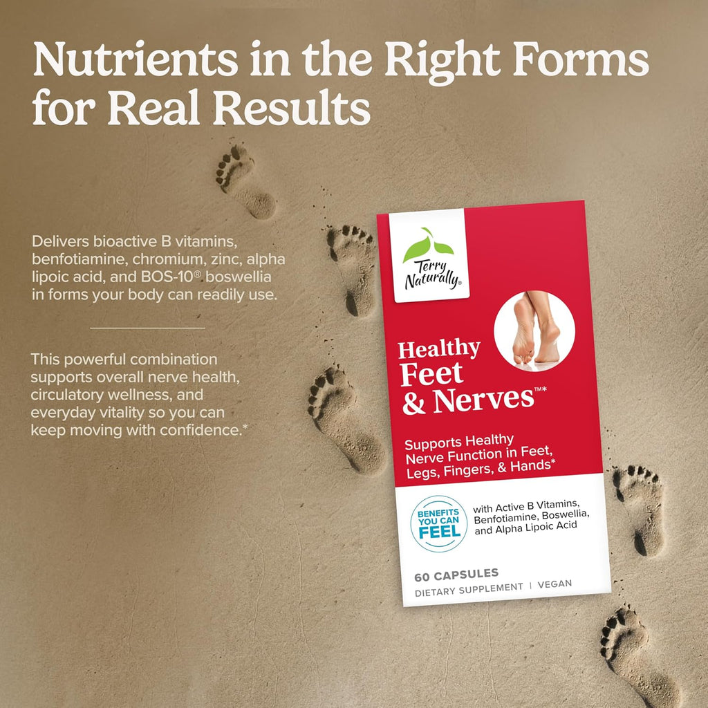 Terry Naturally Healthy Feet & Nerves - Apoyo para nervios y circulación - 60 cápsulas (Paquete de 2)