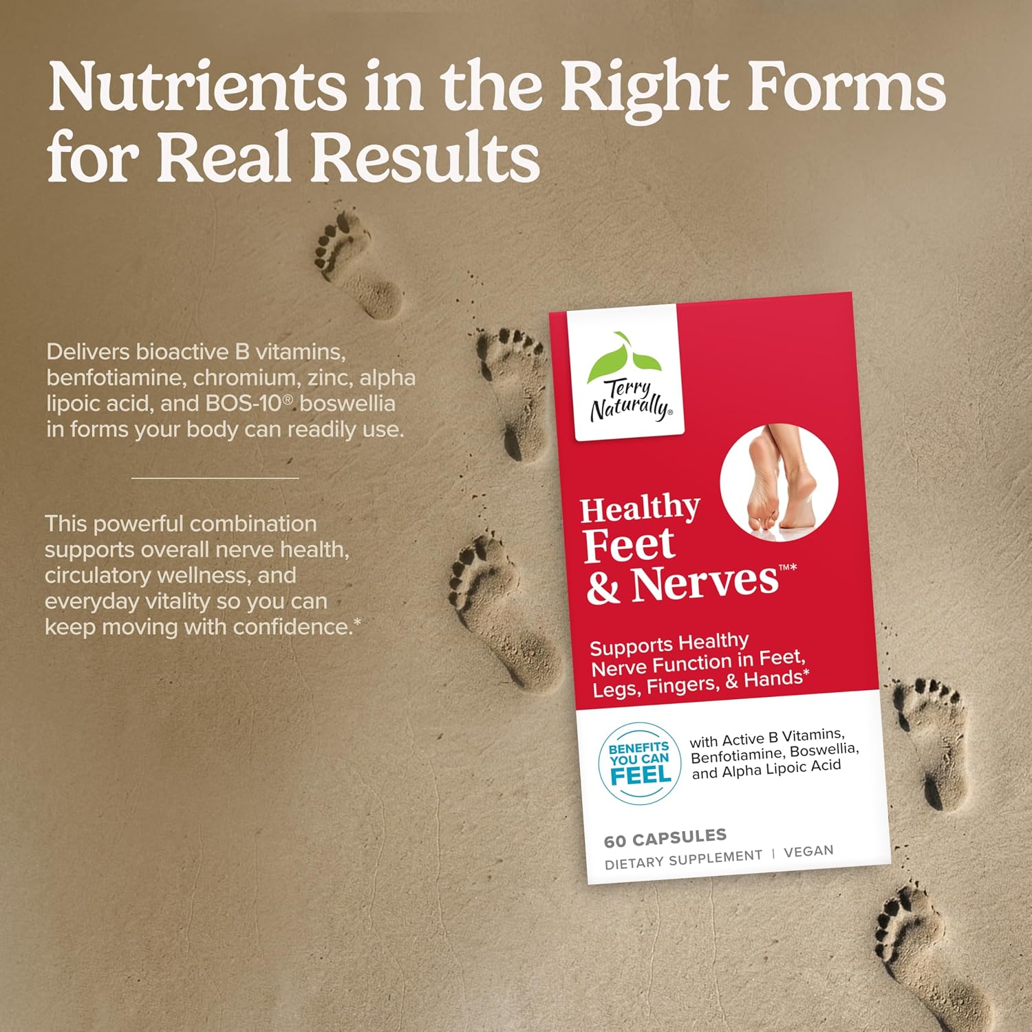 Terry Naturally Healthy Feet & Nerves - Apoyo para nervios y circulación - 60 cápsulas (Paquete de 2)
