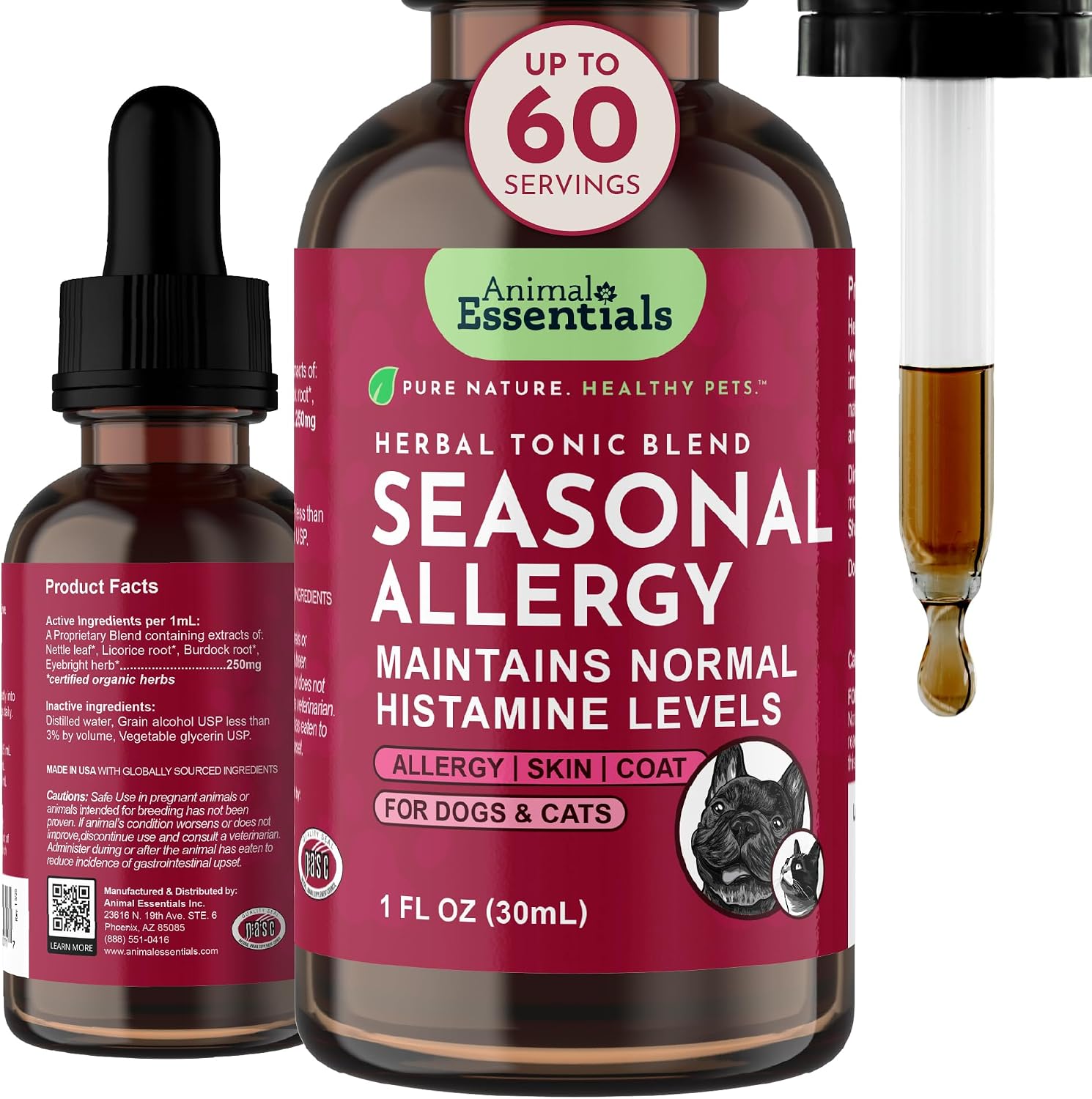 Seasonal Allergy Treatment for Dogs - Liquid Herbal Support for Dogs & Cats, Wellness Supplement for Sensitive Skin & Seasonal Comfort, Licorice Tincture, 100% Organic - 30 ml