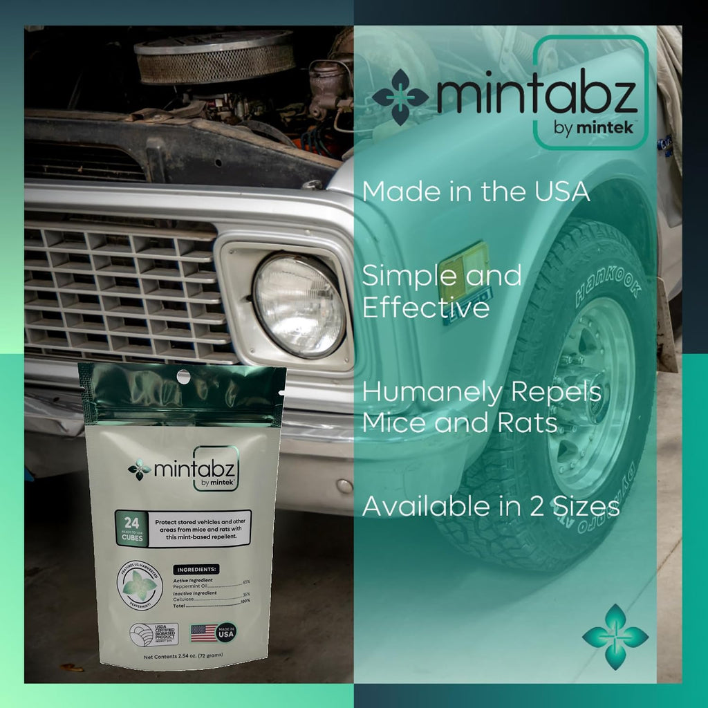 Mintek Mintabz: 24 Cubos Repelentes Naturales de Roedores con Aceite de Menta