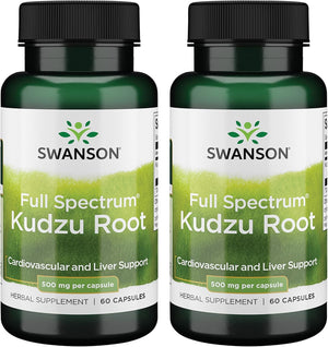 Swanson Full Spectrum Raíz de Kudzu - Complemento a base de Kudzu - 60 Cápsulas (500 mg) (Paquete de 2) – Image 1