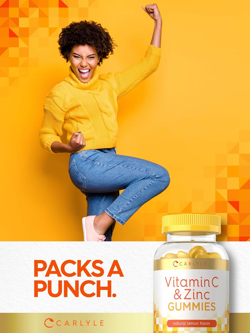 Carlyle Gomitas de Vitamina C y Zinc, 70 unidades, Sabor Limón, Suplemento Vegano, Sin OGM y Sin Gluten