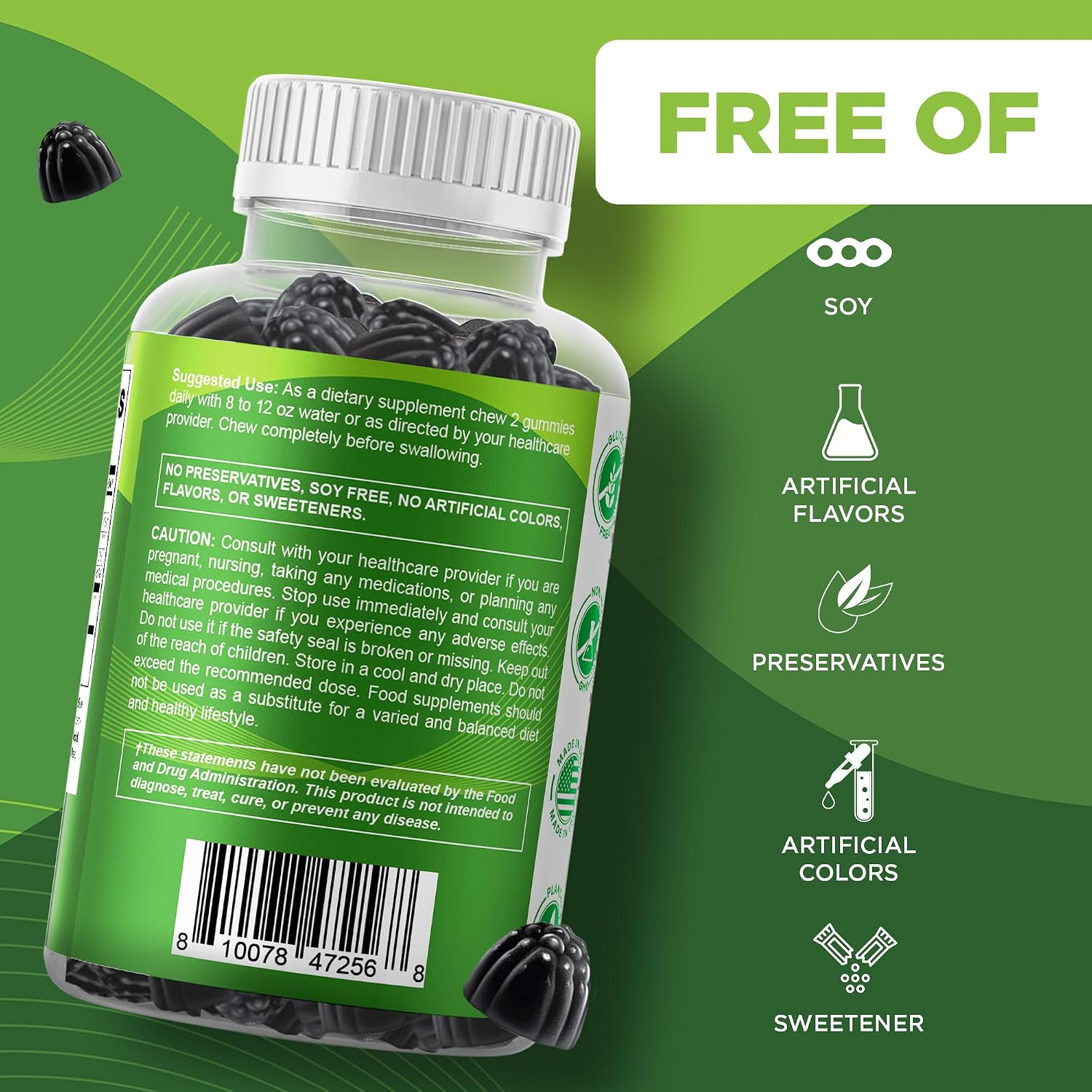Vitamatic Moringa Gummies - Extracto Botánico Sin Azúcar - 60 Gomitas Veganas