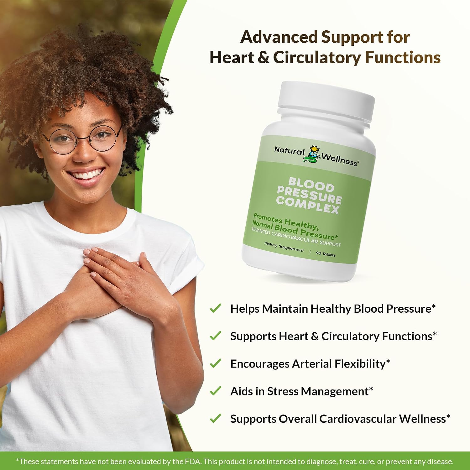 Blood Pressure Complex – Mezcla de hierbas y nutrientes para una tensión arterial saludable, circulación, función cardíaca y apoyo al estrés – 90 comprimidos