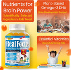 Real Focus Omega 3 for Kids - Gominolas de DHA con sabor a naranja - 60 unidades