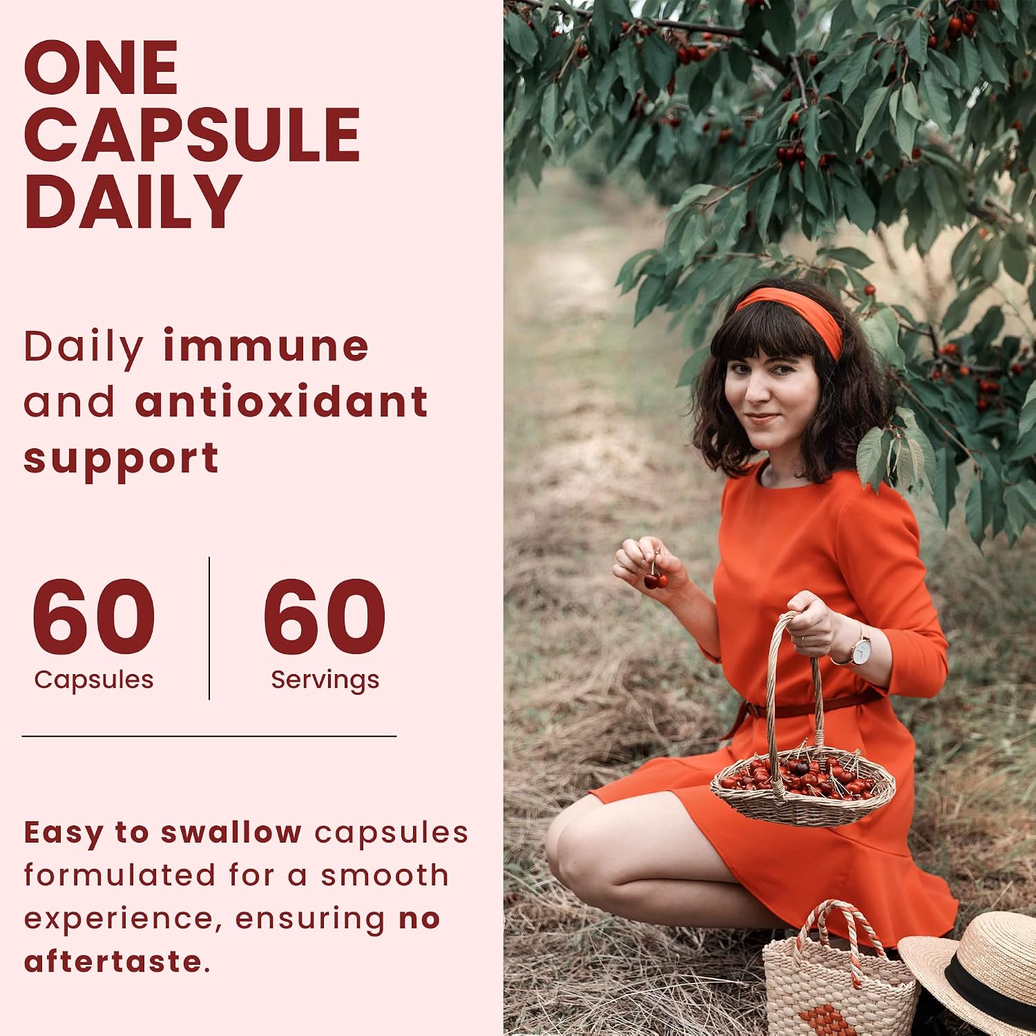 OPTIVIDA Acerola Cherry Cápsulas 60 Días – Vitamina C Vegetal