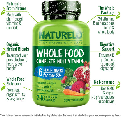 NATURELO Multivitamínico Integral para Hombres 50+ - 240 Cápsulas Vegetales – Image 2