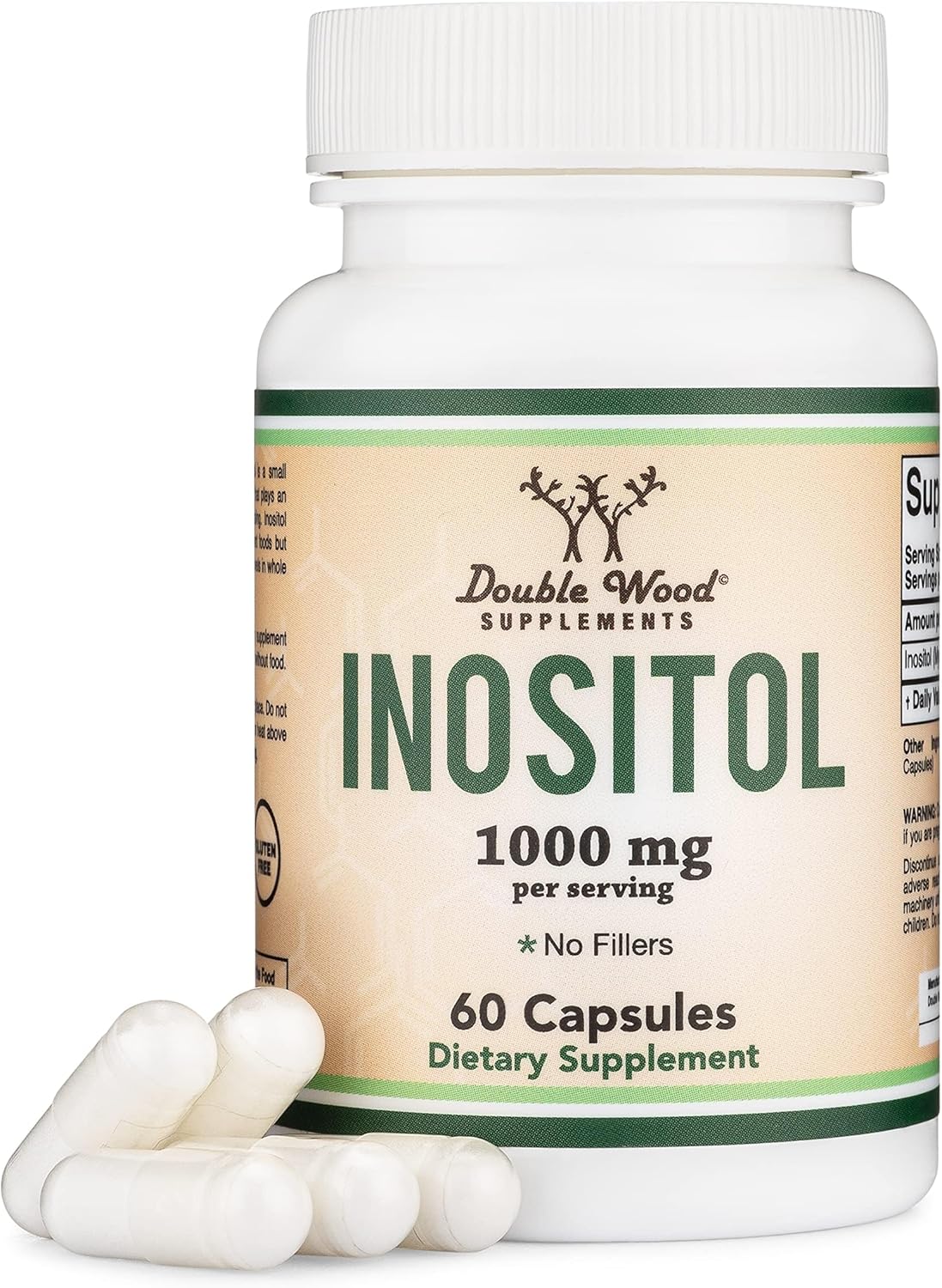 Inositol Capsules (Myo Inositol) 1000mg Health Support for Women (60 Count) (No Fillers, Vegan Safe, Gluten Free) by Double Wood