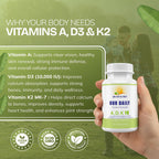Daily Vites ADK10, Suplemento de Vitaminas A, D3 y K2-MK7, 180 Cápsulas (2 Envases de 90)