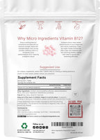 Micro Ingredients Vitamina B12 1000 mcg Metilcobalamina – 365 Comprimidos Masticables Sabor Fresa Natural