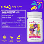 Mama's Select Methylfolate + B12 para Embarazo y Lactancia – 5-MTHF Folato + Metilcobalamina – Favorece el Desarrollo Cerebral del Bebé – 30 Cápsulas
