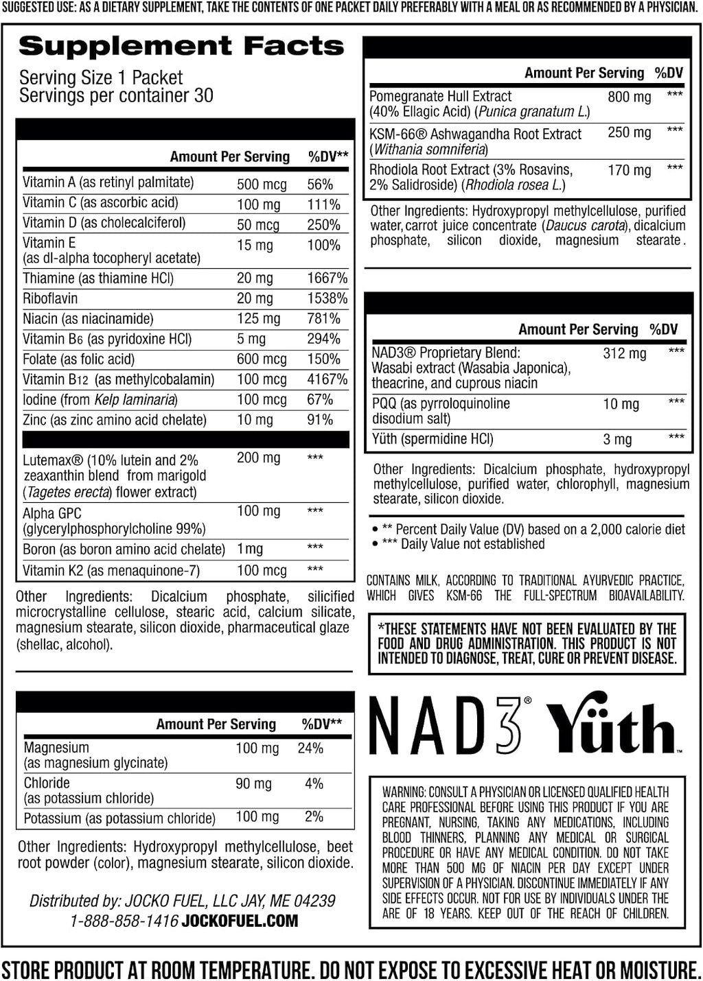 Jocko Fuel TIME WAR - Multivitamínico con NAD y Adaptógenos (30 días)