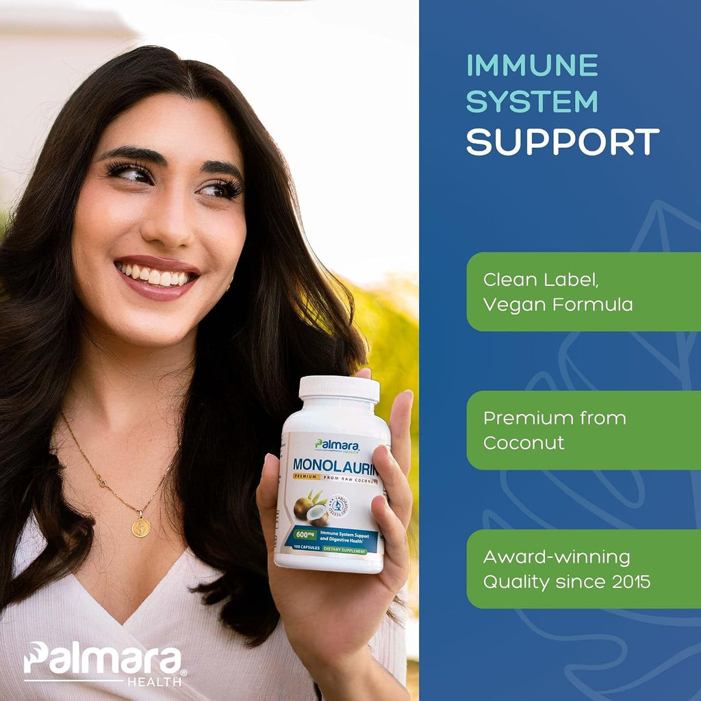 Palmara Health Monolaurin Premium 1200 mg por dosis (2 cápsulas) – 100 Cápsulas