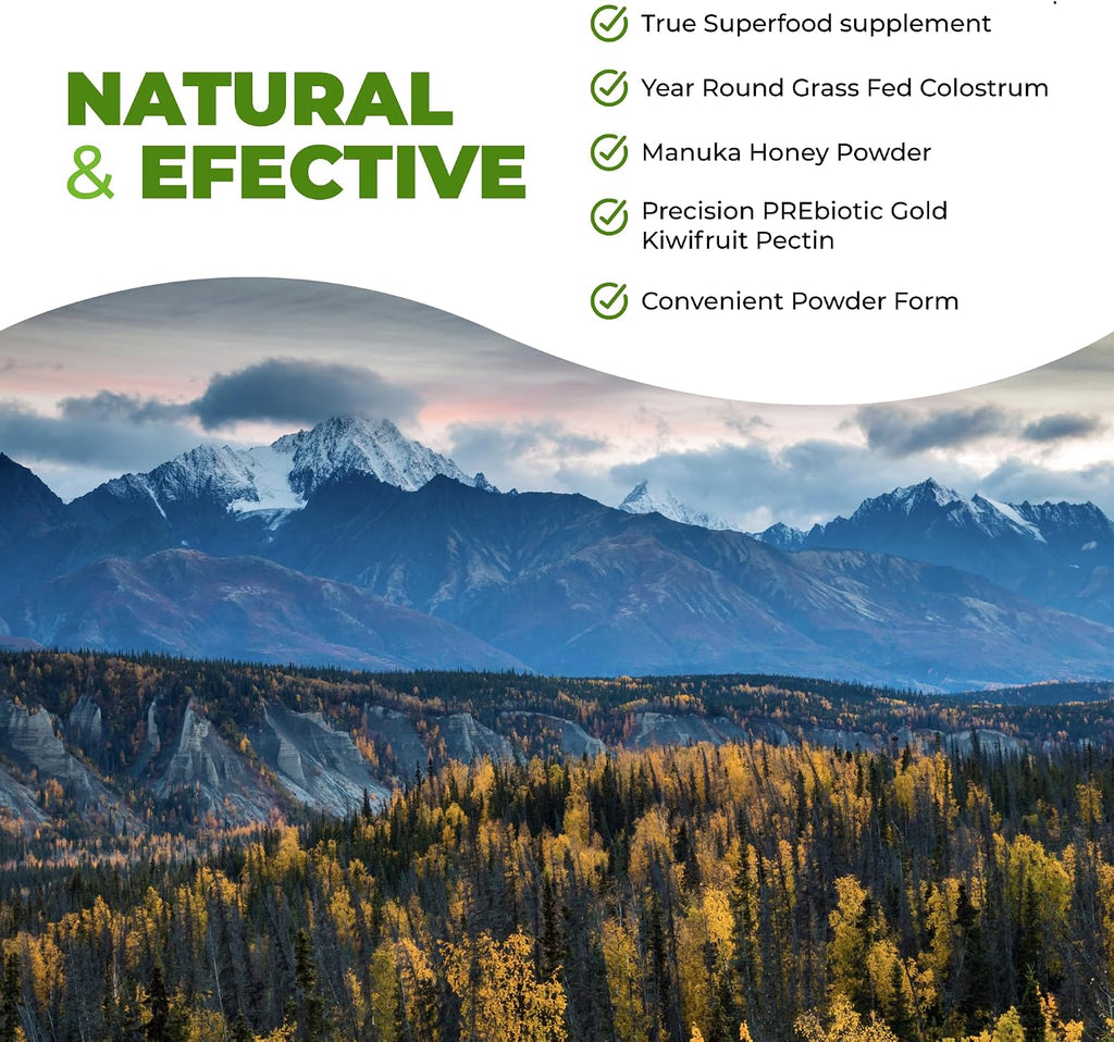 Intestinal Fortitude Boosted Colostrum Superfood: Colostrum Bovino, Kiwi Dorado y Miel de Manuka (150 g)