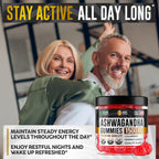 Gomitas de Ashwagandha para Mujeres y Hombres - Extracto Puro de Raíz de Ashwagandha 1500 mg con 5-HTP y L-Tirosina - Fabricado en USA - 55 Gomitas