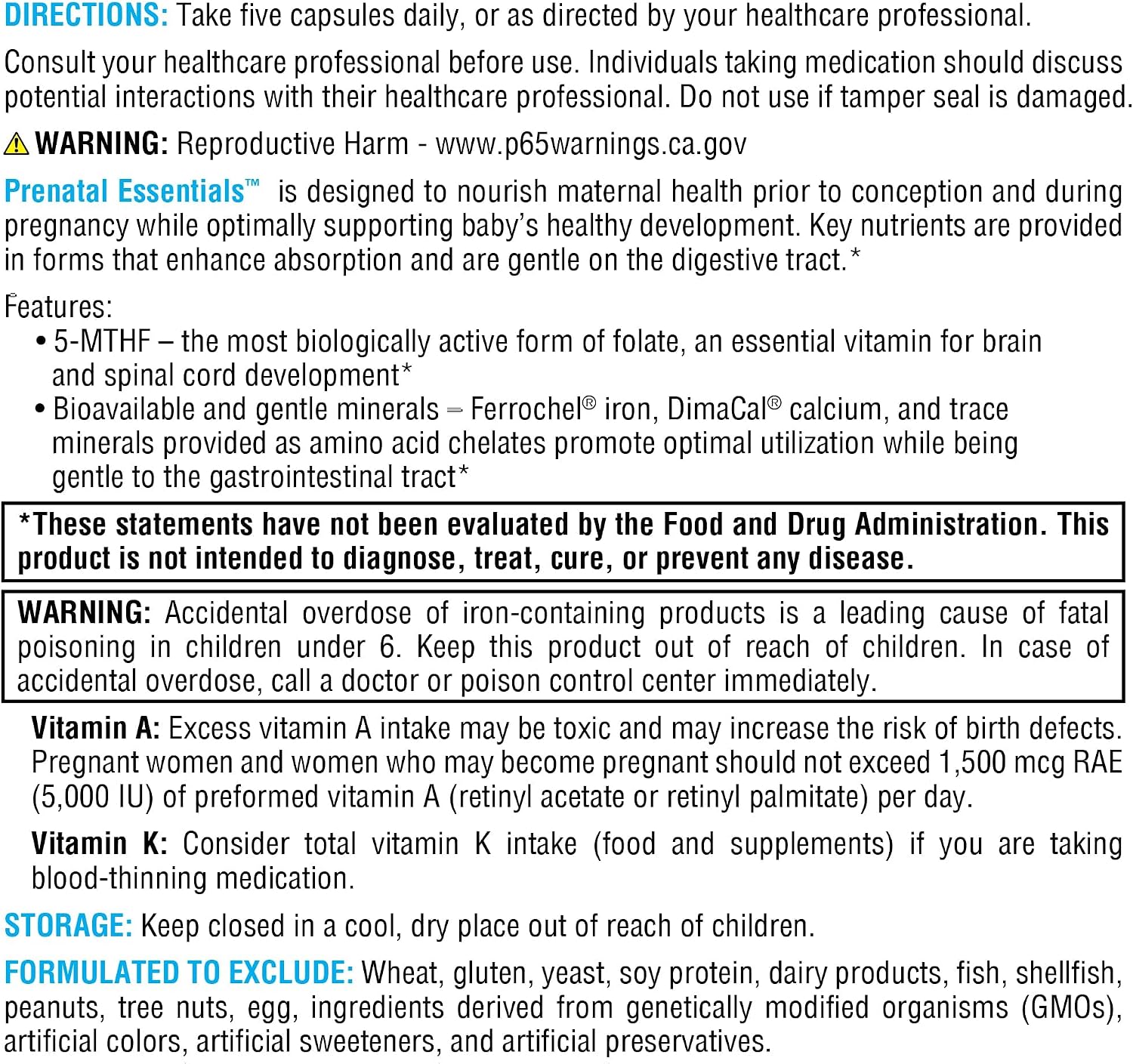 XYMOGEN Prenatal Essentials - Multivitamínico Prenatal con 5-MTHF y Nutrientes Esenciales - Suave para el Estómago - Vegetariano - 150 Cápsulas