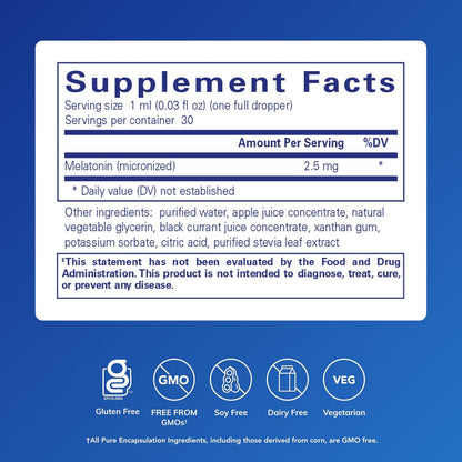 Pure Encapsulations Melatonina Líquida | Suplemento Hipoalergénico Apoya el Ciclo Natural del Sueño | 1 fl. oz. (30 ml) – Image 2